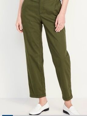 Women's Olive Green Cropped Chino Pants